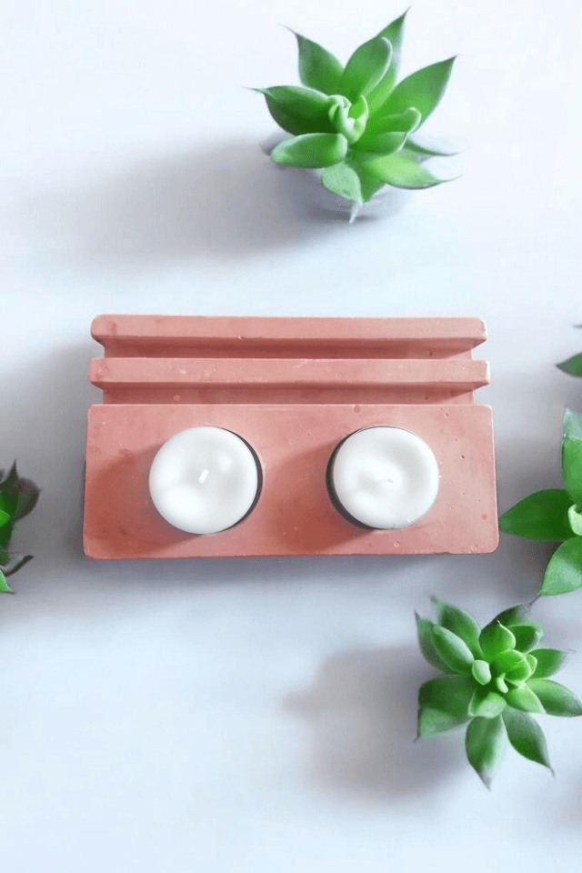 Bougeoir 2 bougies avec porte photo artisanall