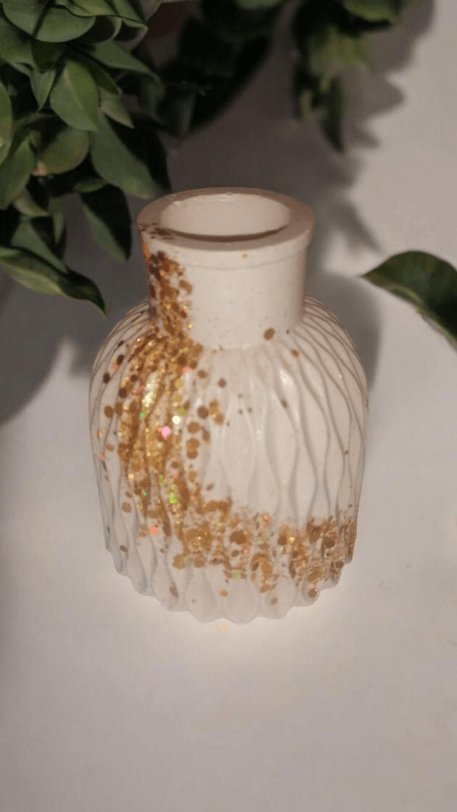 Vase pour fleurs séchées graphisme losange artisanal