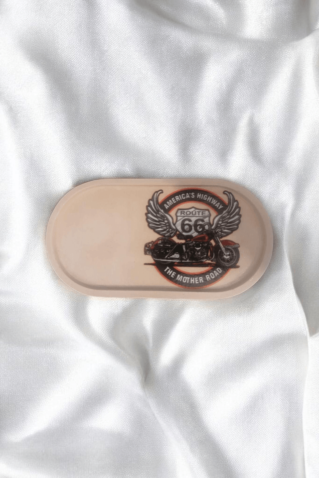 Petit plateau décoratif stickers route 66 avec moto