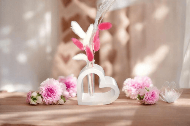 Vase en forme de cœur avec un tube inclus 