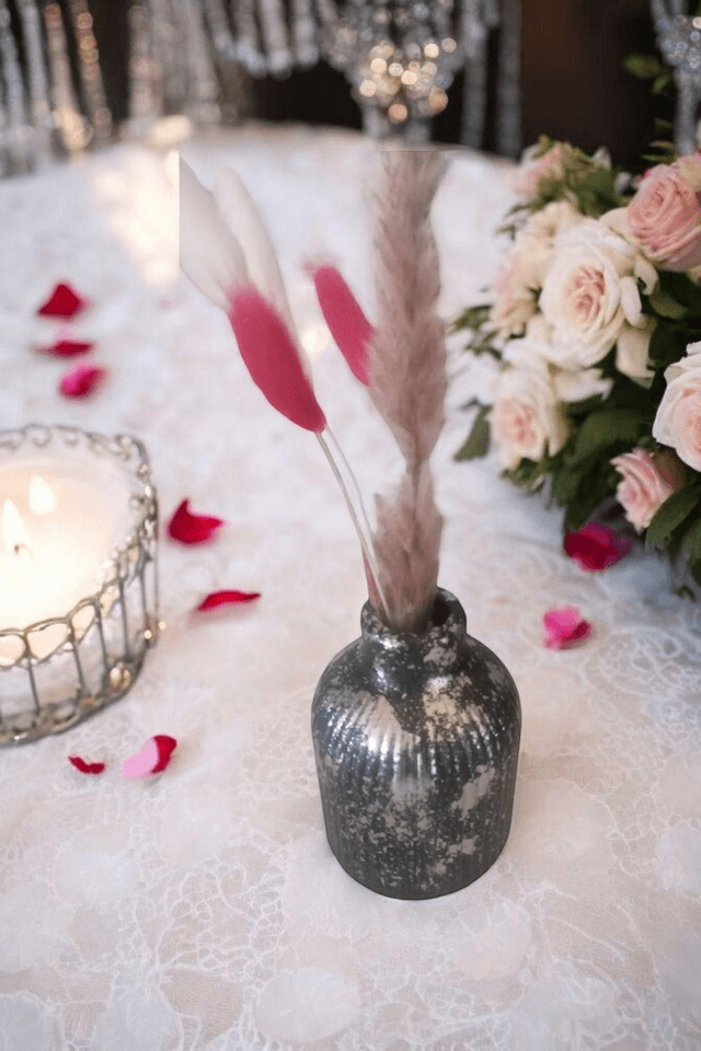 Vase pour fleurs séchées graphisme rayure artisanal