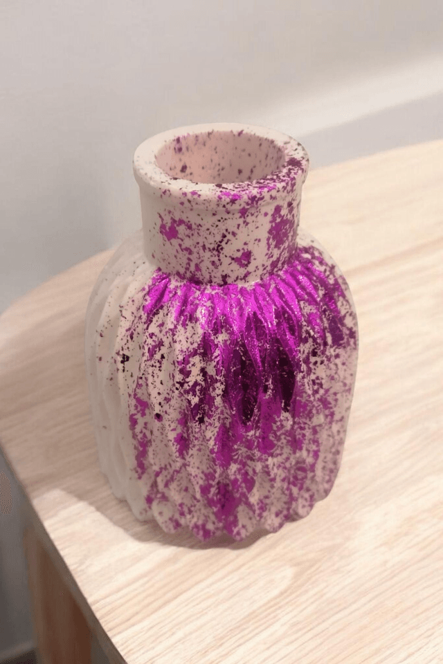 Vase pour fleurs séchées graphisme losange artisanal