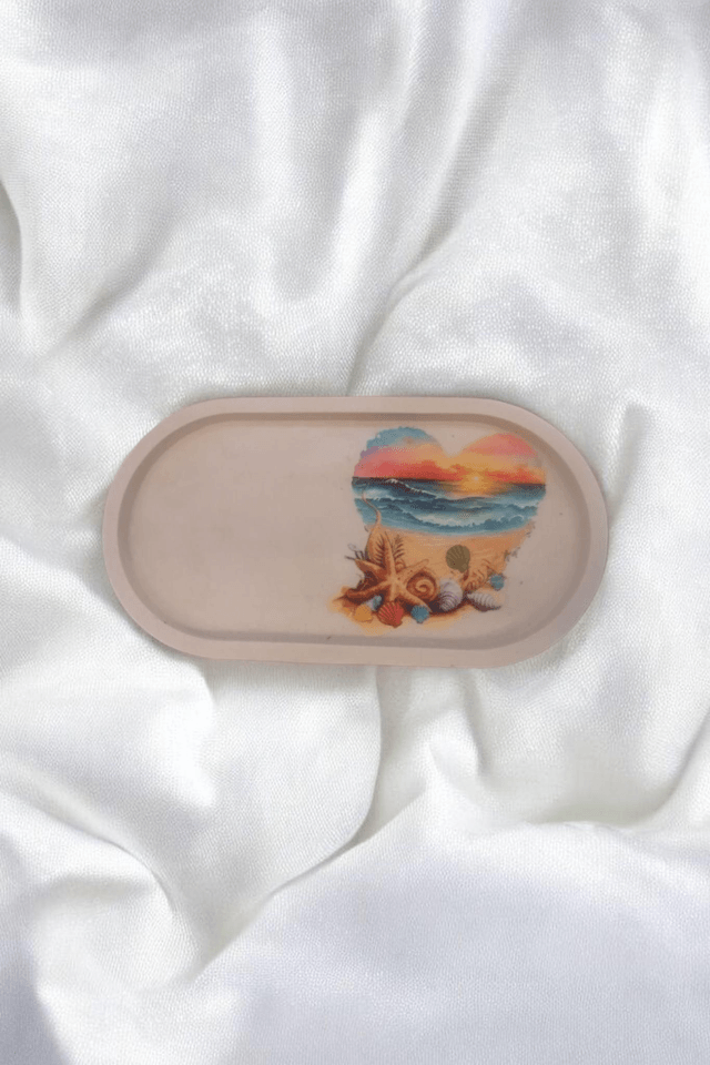 Petit plateau décoratif plage et coquillages 