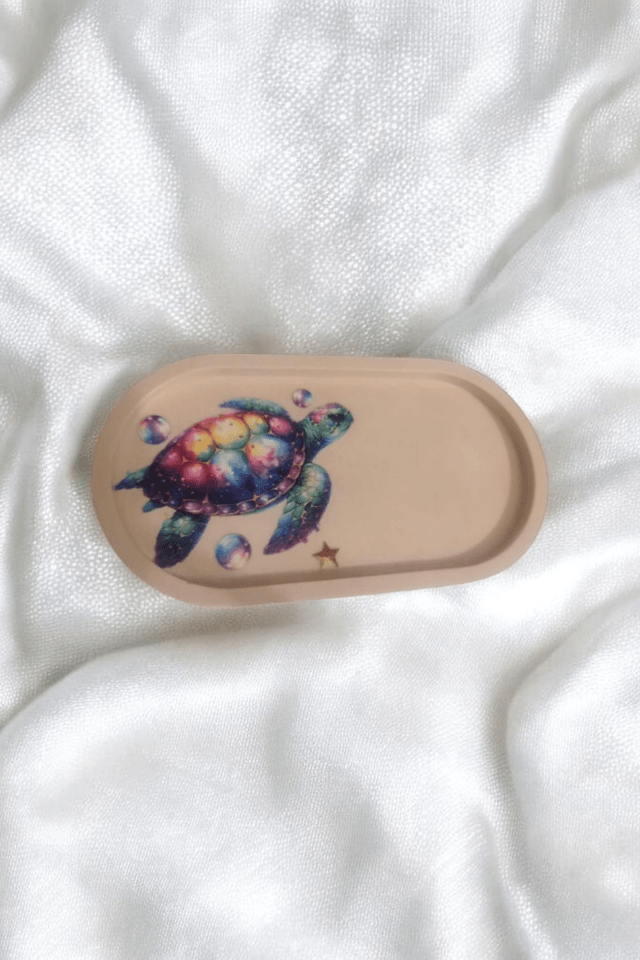 Petit plateau décoratif stickers tortue artisanal