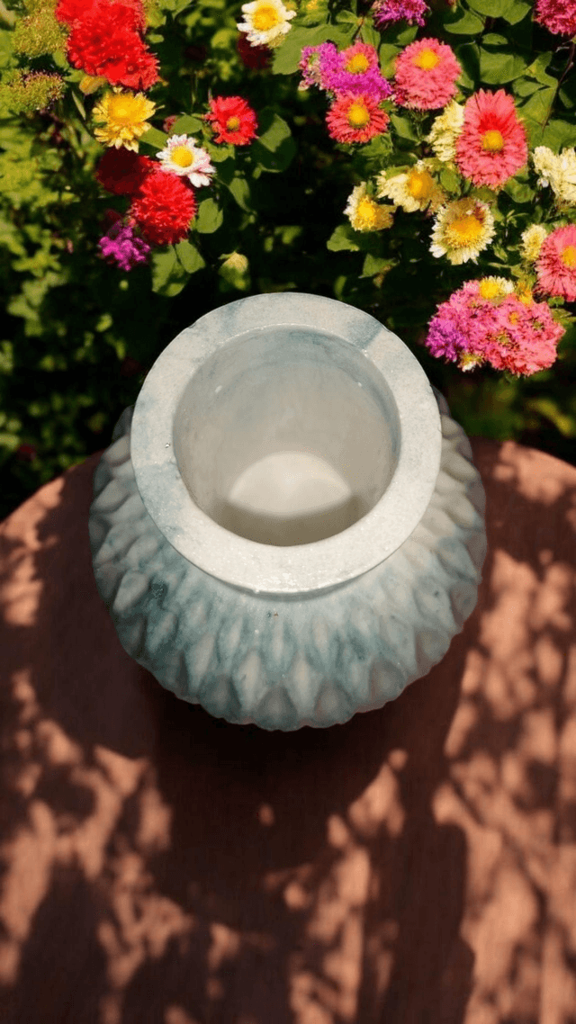 Vase pour fleurs séchées graphisme losange artisanal