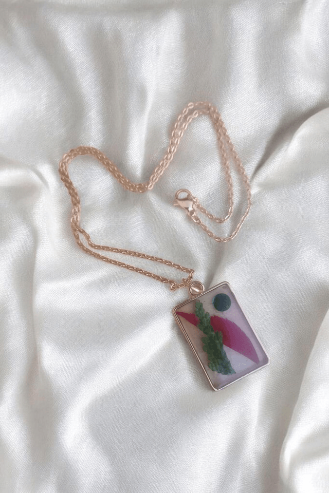 Collier en acier inoxydable fleurs naturelles