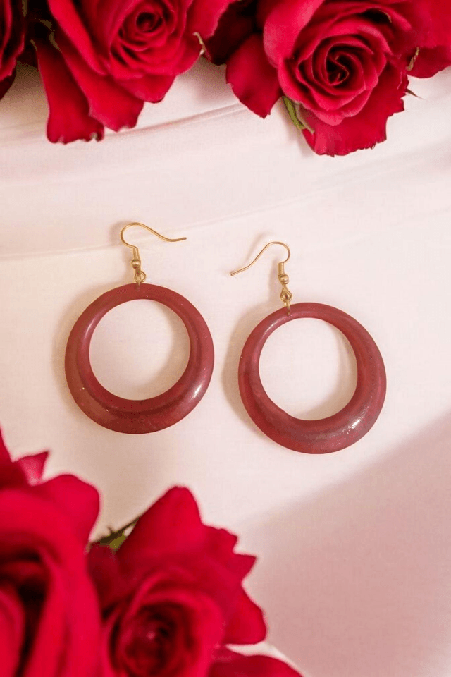 Boucles d'oreilles ronde rouge 