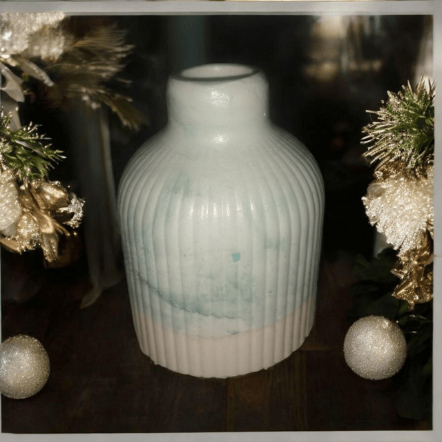 Vase pour fleurs séchées graphisme rayure artisanal