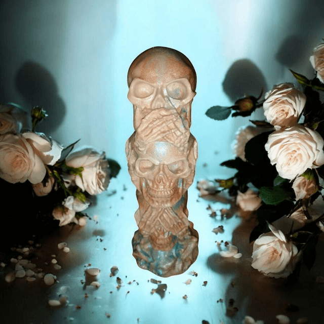 Statuette 3 têtes de morts artisanales, personnalisable 