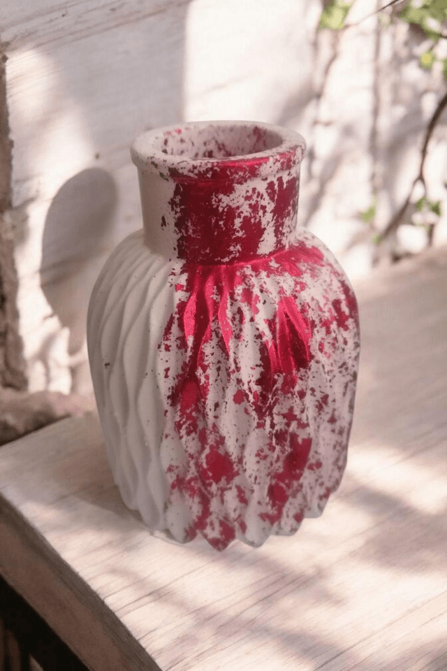 Vase pour fleurs séchées graphisme losange artisanal