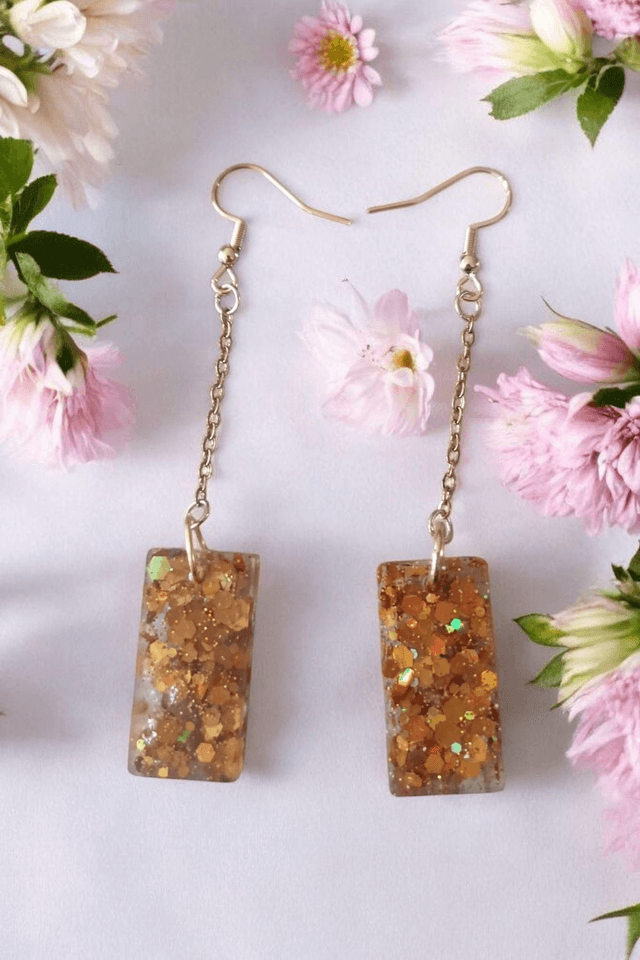 Boucles d'oreilles en résine uv, hypoallergénique fait main 