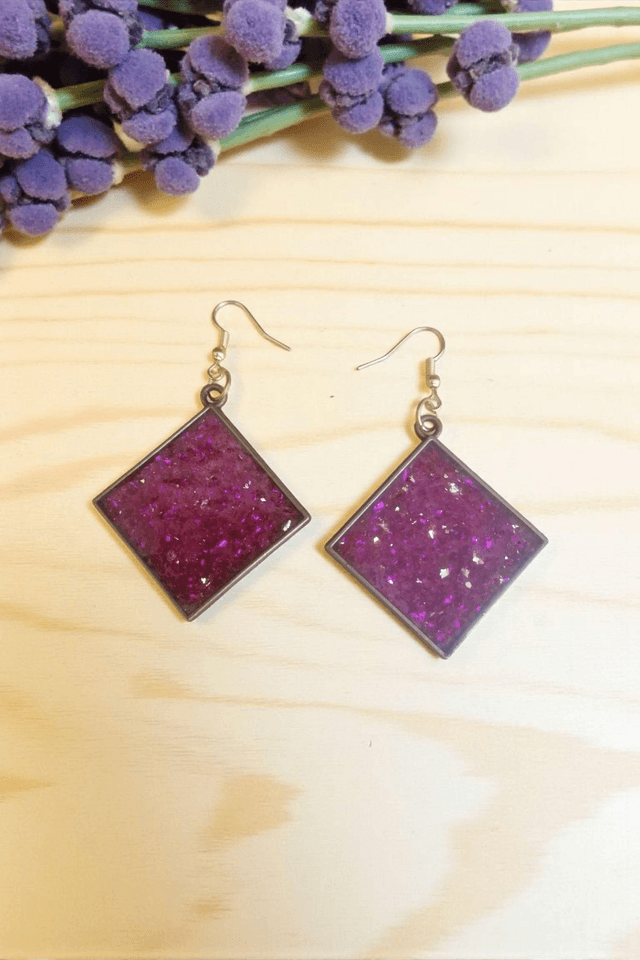 Boucles d&#039;oreilles en résine uv acier inoxydable 