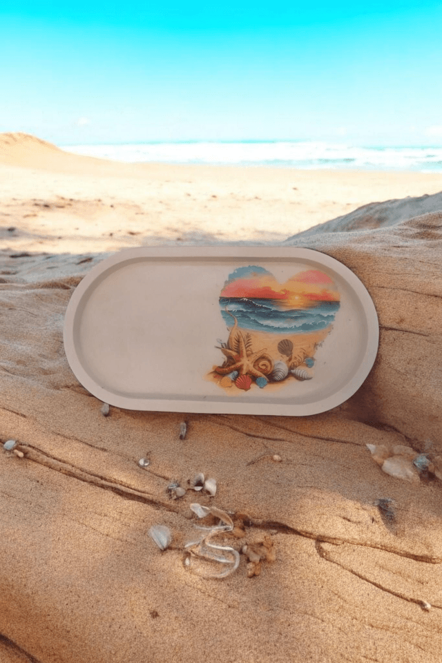 Petit plateau décoratif plage et coquillages 