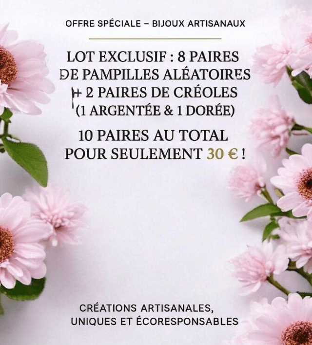 Lot de 8 paires de pampilles et 2 paires de créoles 