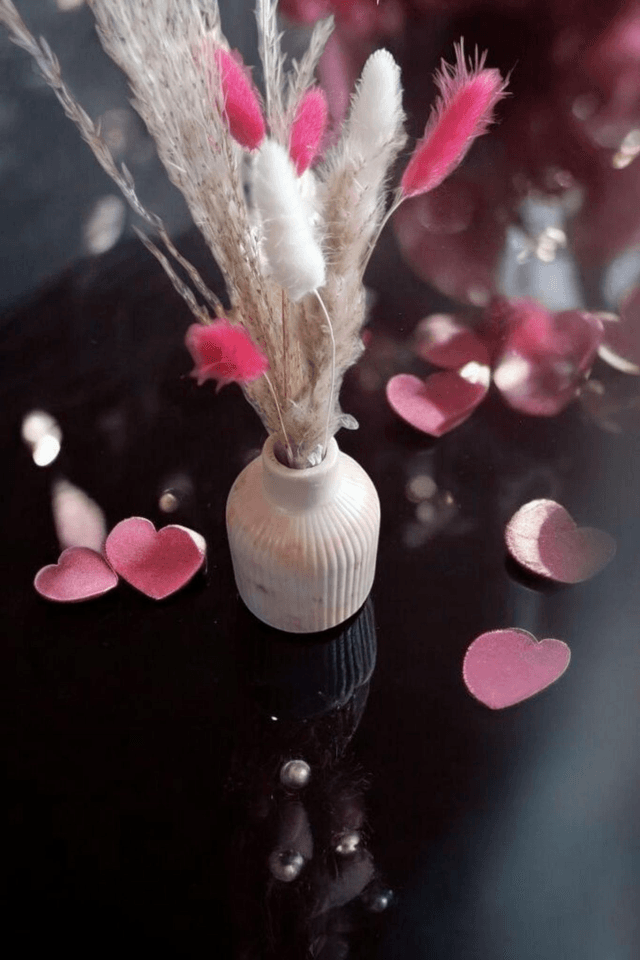 Vase pour fleurs séchées graphisme rayure artisanal